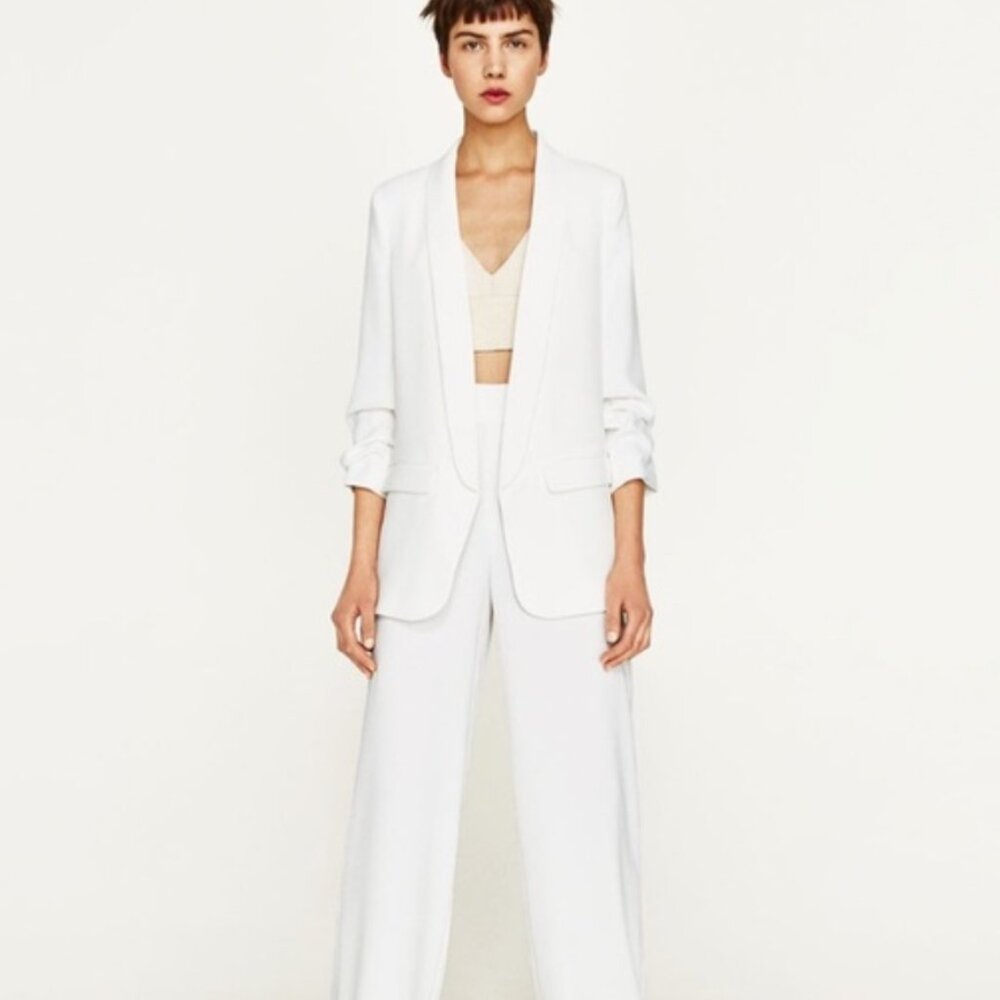 Zara Woman White boyfriend fit Crepe blazer / Jacket - New without Tags